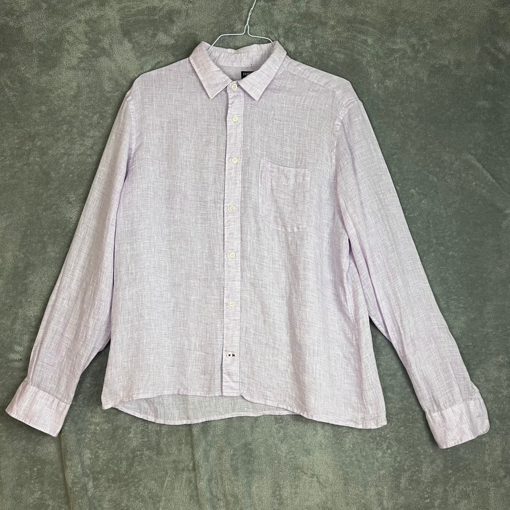 Faherty Button Down Shirt Mens Linen Lavendar Lightweight Long Sleeve